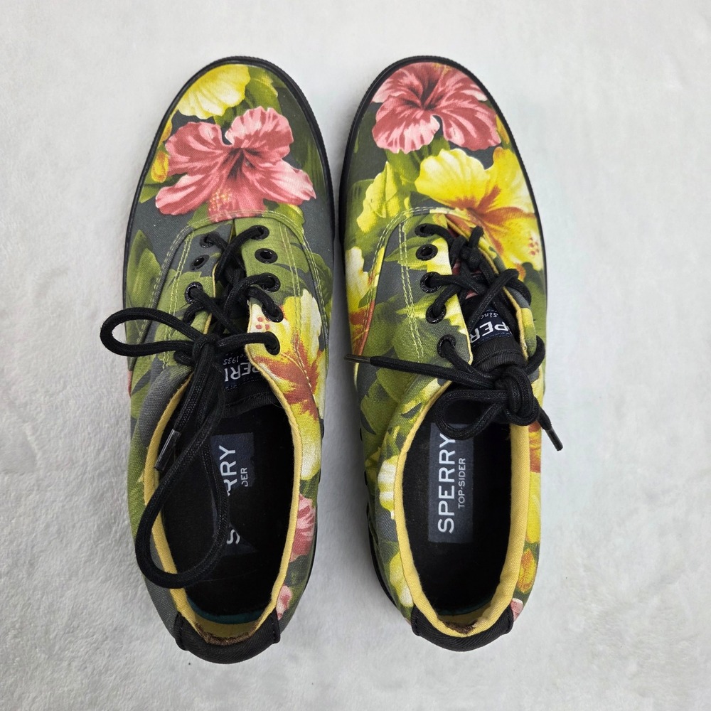 Sperry Top-Sider Men 10 Hibiscus Floral CVO Canvas Sneakers Multicolor‎ Tropical